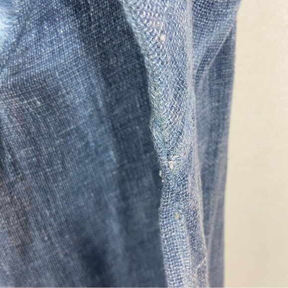 Ladies Venti6 Linen Blend Blue V Neck Raw Hem Blouse Size Medium - Picture 9 of 12